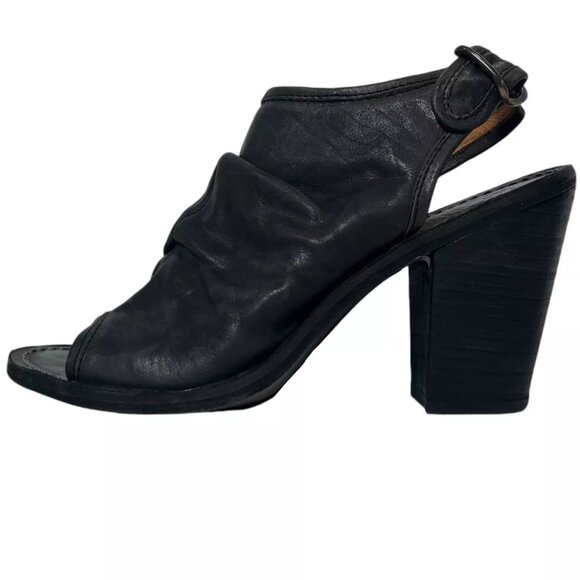 $355 Fiorentini + Baker Black Leather Slingback Heels size 39/9 - Picture 1 of 6
